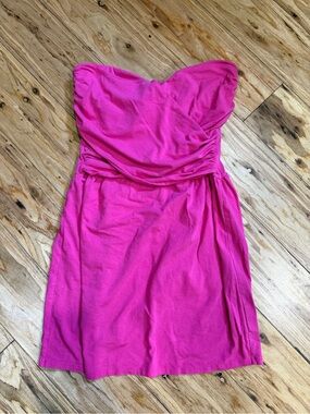 Victoria's Secret Strapless Hot Pink Ruched Dress